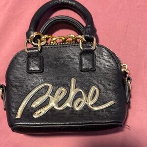 Bebe Black Mini Bag with Gold Accents